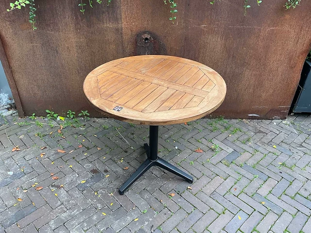 Klaptafel teak rond 80cm (4x) - afbeelding 1 van  5