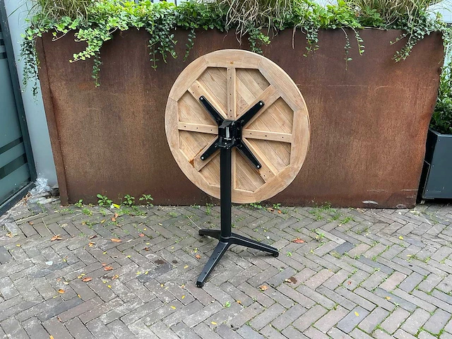 Klaptafel teak rond 80cm (4x) - afbeelding 5 van  5