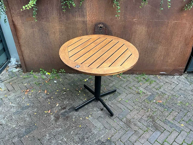 Klaptafel teak rond 80cm (4x) - afbeelding 1 van  5