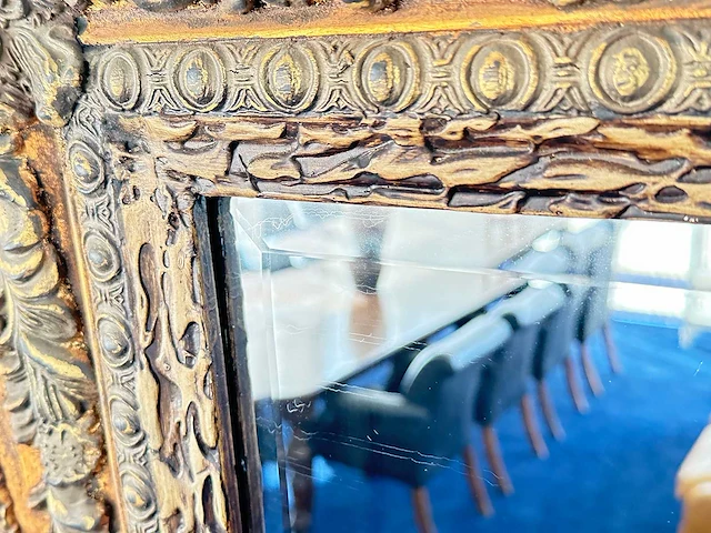 Klassieke facetgeslepen spiegel in houten lijst - afbeelding 4 van  4