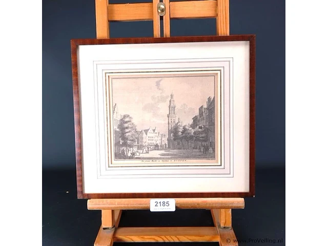 Klassieke prent de groote markt en wijnhuis te zutphen - afbeelding 2 van  5