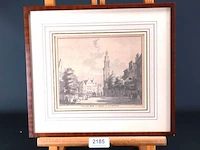 Klassieke prent de groote markt en wijnhuis te zutphen - afbeelding 2 van  5