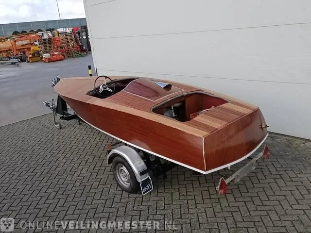 Klassieke speedboot (jaren 50/60) inclusief trailer, bruin - afbeelding 1 van  33
