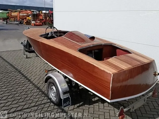 Klassieke speedboot (jaren 50/60) inclusief trailer, bruin - afbeelding 21 van  33