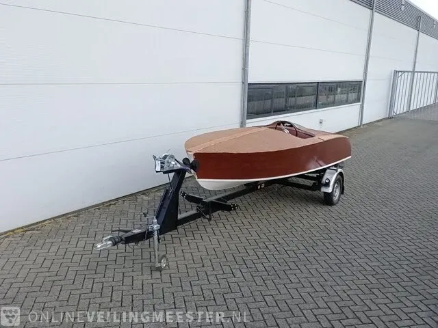 Klassieke speedboot (jaren 50/60) inclusief trailer, bruin - afbeelding 12 van  33