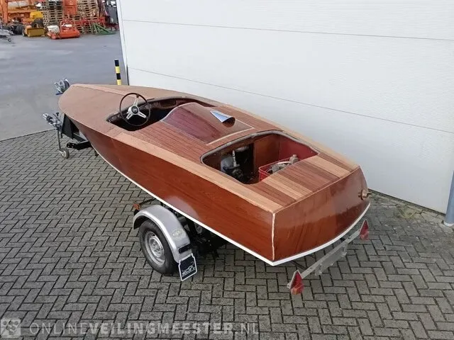 Klassieke speedboot (jaren 50/60) inclusief trailer, bruin - afbeelding 23 van  33