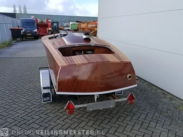Klassieke speedboot (jaren 50/60) inclusief trailer, bruin - afbeelding 28 van  33