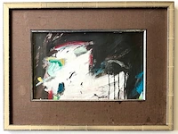 Klein olieverfschilderij "abstracte compositie", geschilderd door gerriet postma (1932 - 2009) - afbeelding 2 van  3