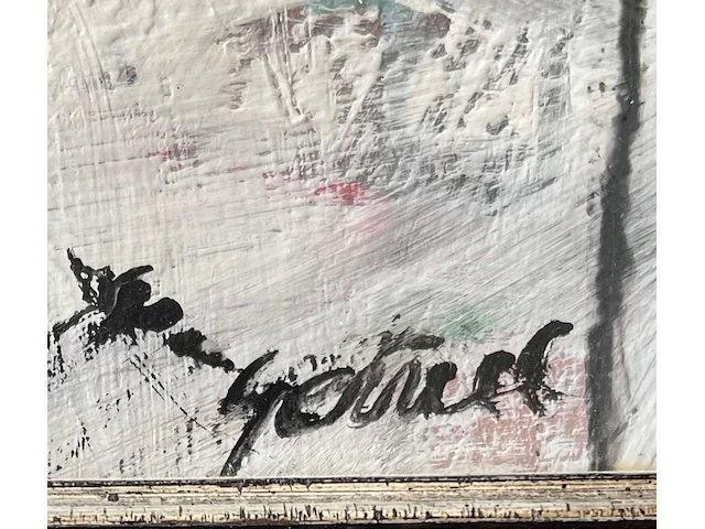 Klein olieverfschilderij "abstracte compositie", geschilderd door gerriet postma (1932 - 2009) - afbeelding 3 van  3