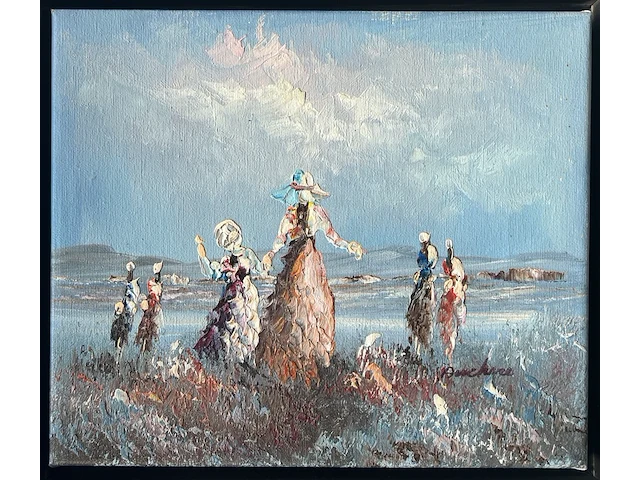 Klein romantisch schilderij, gesigneerd auckere rechts-onder , te dateren eind 20e eeuw - afbeelding 2 van  4