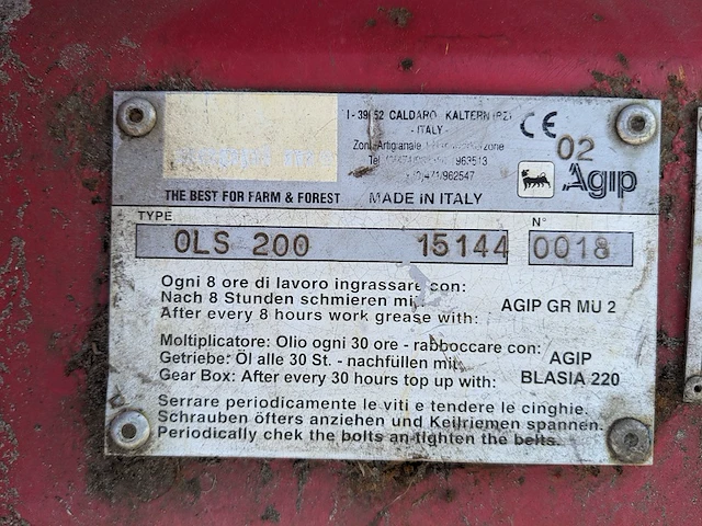 Klepelmaaier, agip, ols 200, 2002 - afbeelding 19 van  19