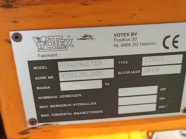Klepelmaaier votex, roadmaster 1202s, 2010 - afbeelding 2 van  14