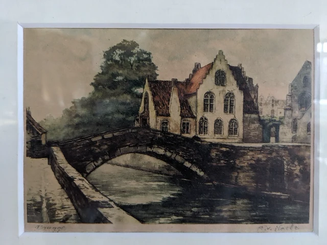 Kleurenets in lijst, gesigneerd a.v neste - afbeelding 2 van  4