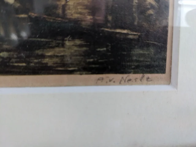 Kleurenets in lijst, gesigneerd a.v neste - afbeelding 3 van  4