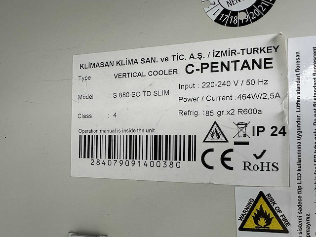 Klimasan - s 880 sc td slim - koelvitrine - afbeelding 4 van  5