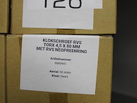 Klokschroeven rvs met neopreenring, torx 4,5 x 80mm op schap, 31 doosjes. - afbeelding 2 van  2