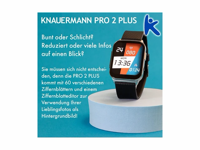 Knauermann pro 2 plus gezondheidshorloge smartwatch osram sensorenecg op borst + hrv-functie bt bluetooth slaapapneu bloeddruk - afbeelding 4 van  6