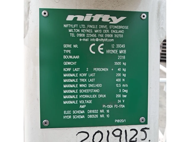 Knikarm hoogwerker, nifty, hr12nde mk1b, 2018 - afbeelding 34 van  35