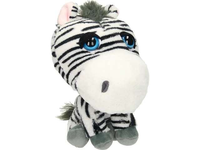 Knuffel big head pluche zebra, 22cm 1 x f021 - afbeelding 1 van  5