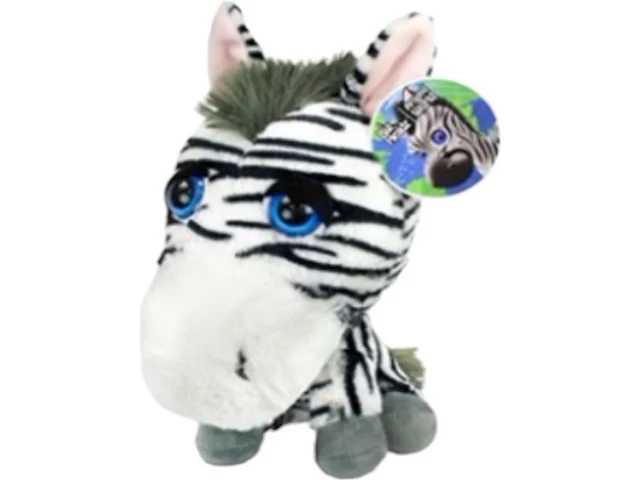 Knuffel big head pluche zebra, 22cm 1 x f021 - afbeelding 3 van  5
