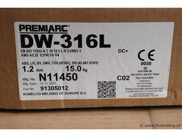 Kobelco mig/mag lasdraad type premiarc dw-316l - 1,2mm - 15kg - afbeelding 2 van  2