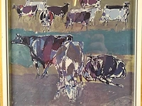 Koeien in de wei. gesigneerd rechtsonder. - afbeelding 2 van  5