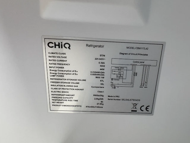 Koel-vriescombinatie 117 liter chiq, cbm117l42 - afbeelding 5 van  5