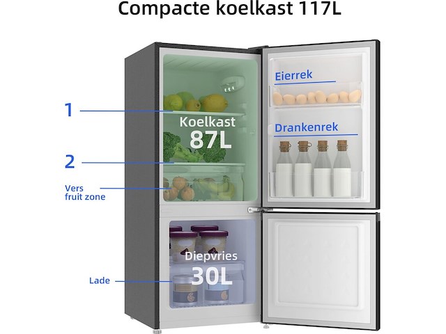 Koel-vriescombinatie 117 liter chiq, cbm117l42 - afbeelding 1 van  4