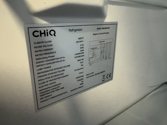 Koel-vriescombinatie 231 liter chiq, fbm228ne4de - afbeelding 5 van  5