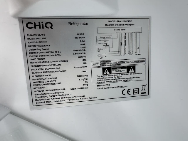 Koel-vriescombinatie 231 liter chiq, fbm228ne4de - afbeelding 5 van  5