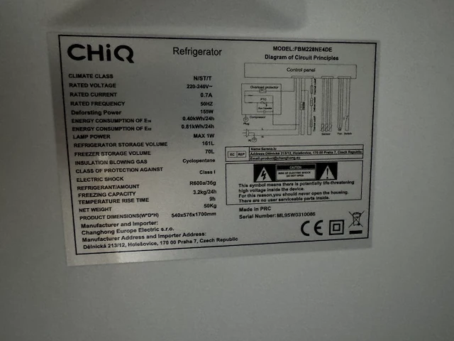 Koel-vriescombinatie 231 liter chiq, fbm228ne4de - afbeelding 5 van  5