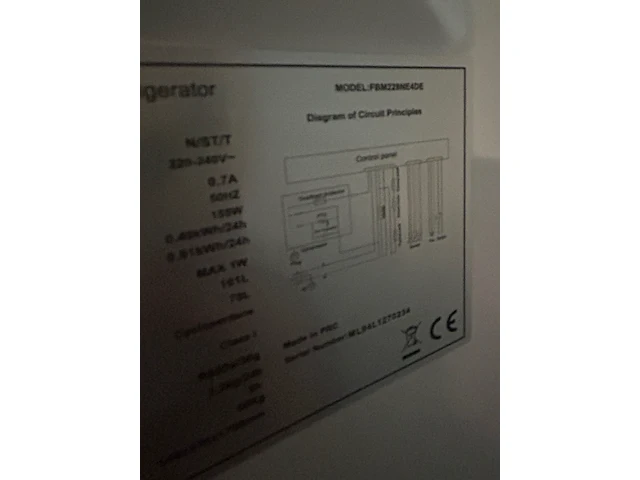 Koel-vriescombinatie 231 liter chiq, fbm228ne4de - afbeelding 5 van  5