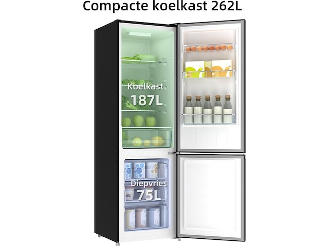 Koel-vriescombinatie 262 liter chiq, fbm260l - afbeelding 1 van  4