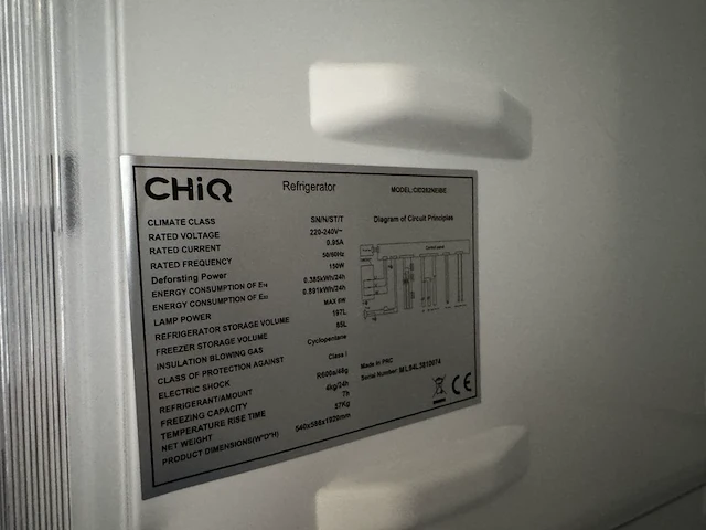 Koel-vriescombinatie 282 liter chiq, cid282neibe - afbeelding 5 van  5