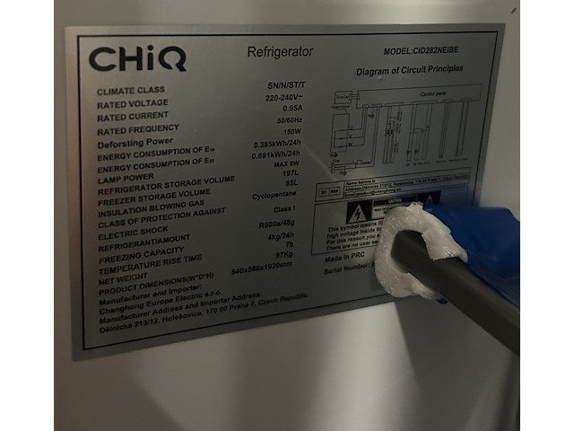 Koel-vriescombinatie 282 liter chiq, cid282neibe - afbeelding 9 van  10