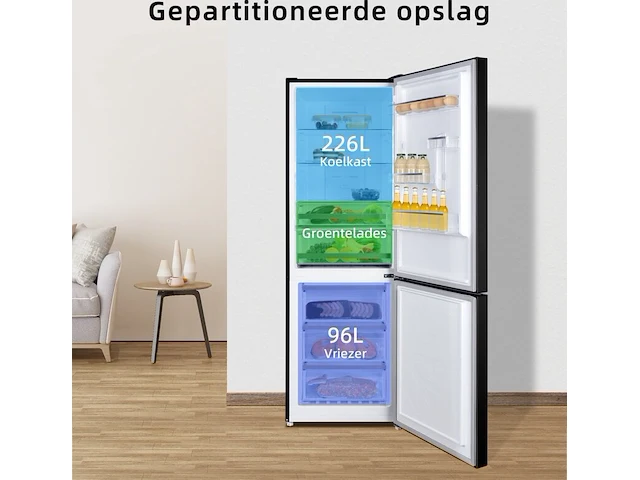 Koel-vriescombinatie 322 liter digi. led display chiq, fbm317nei4d - afbeelding 3 van  5