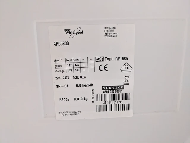 Koelkast whirlpool, arc0830 - afbeelding 3 van  4