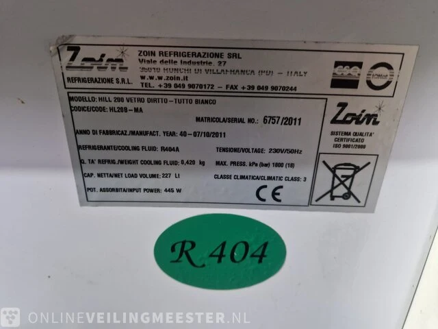 Koelvitrine zoin refrigerazoine, hill 200 vetro dirtto - tutto bianco , wit - afbeelding 9 van  10