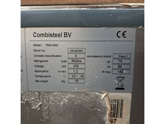 Koelwerkbank met 2 deuren, combisteel, model 7950.0400 - afbeelding 7 van  7