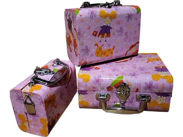 Koffer set 3 delig kids rose 3 stuks - afbeelding 2 van  7