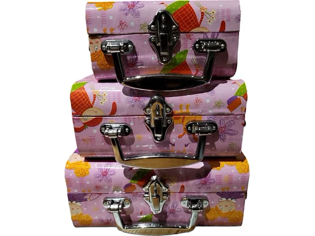 Koffer set 3 delig kids rose 6 stuks - afbeelding 3 van  7