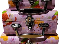 Koffer set 3 delig kids rose 6 stuks - afbeelding 6 van  7