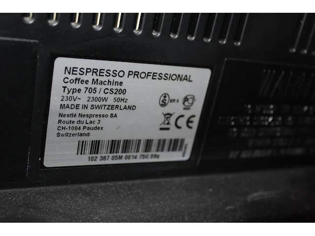 Koffiemachine nespresso professional 705 / cs200. afmeting 57 x 39 x 37 cm. - afbeelding 3 van  3