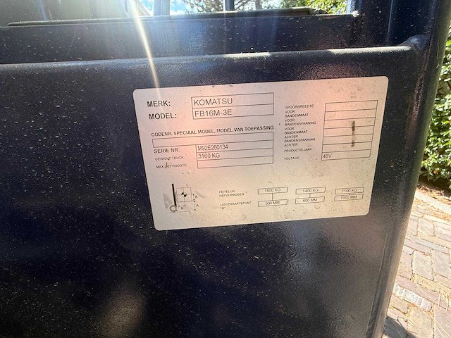Komatsu - - fb16m-3e - vorkheftruck - afbeelding 8 van  9