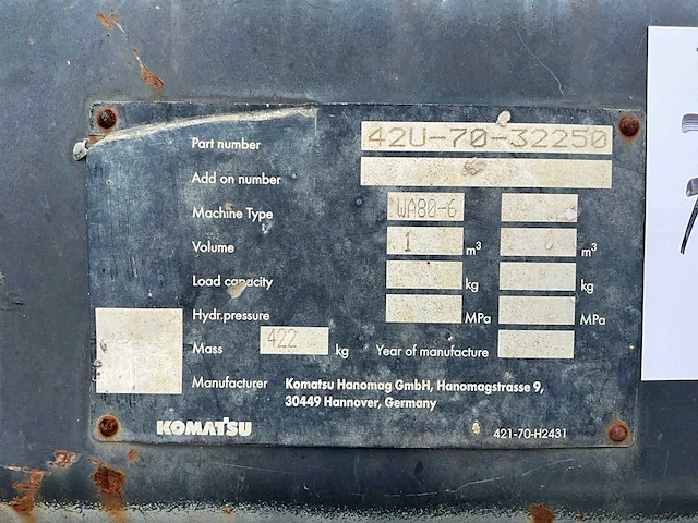 Komatsu 42u-70-32250 schepbak - afbeelding 7 van  7