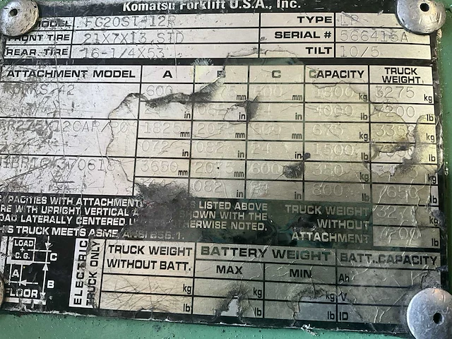 Komatsu fg20st12r vorkheftruck - afbeelding 6 van  14