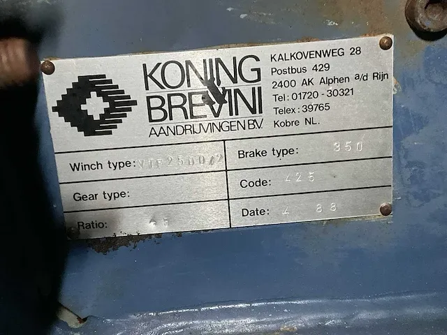 Koning brevini vtf2500/2 hydraulische kabellier - afbeelding 6 van  6