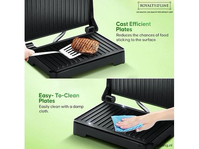 Kontakt grill/bakplaat -vleesgril bakplaat rood - afbeelding 5 van  10