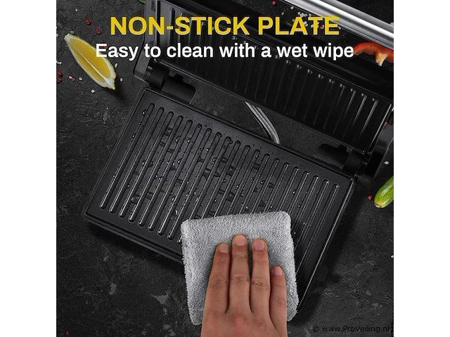 Kontakt grill/bakplaat -vleesgril bakplaat zwart - afbeelding 3 van  8