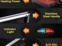 Kontakt grill/bakplaat -vleesgril bakplaat zwart - afbeelding 4 van  8